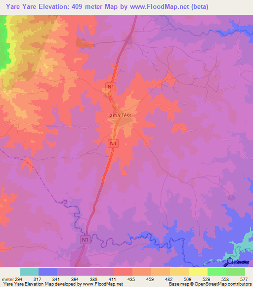 Yare Yare,Togo Elevation Map