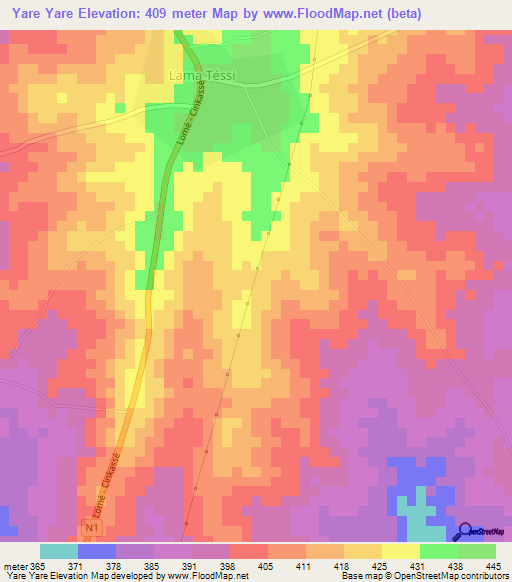 Yare Yare,Togo Elevation Map