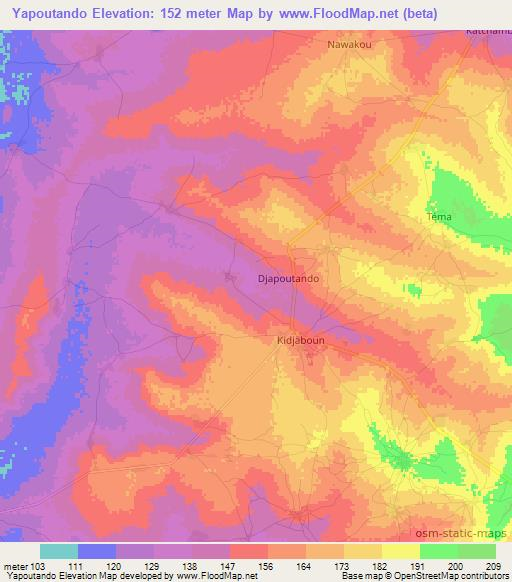 Yapoutando,Togo Elevation Map