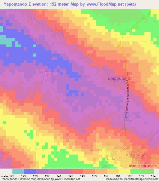 Yapoutando,Togo Elevation Map