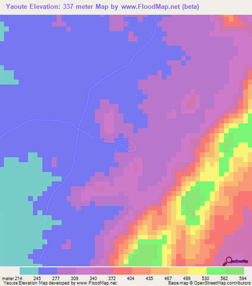 Yaoute,Togo Elevation Map