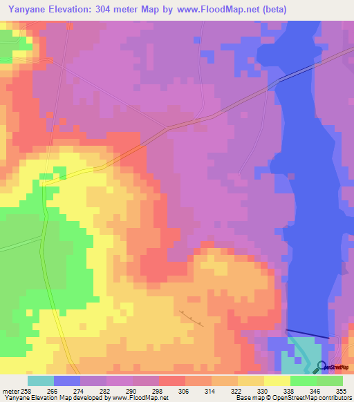 Yanyane,Togo Elevation Map