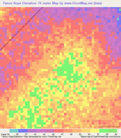 Yanou Kope,Togo Elevation Map