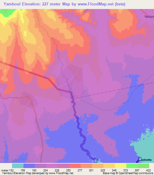 Yamboul,Togo Elevation Map