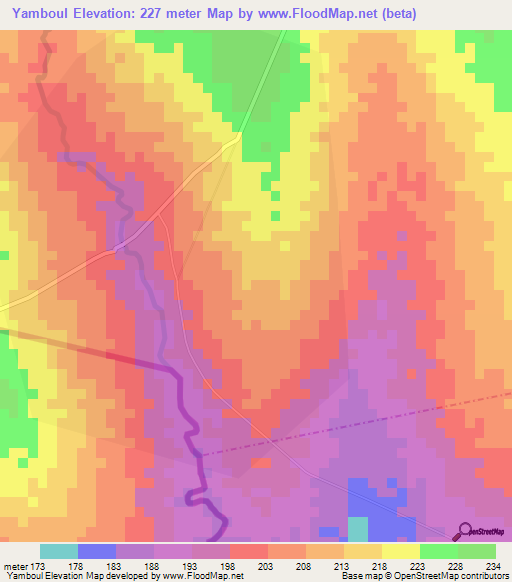 Yamboul,Togo Elevation Map