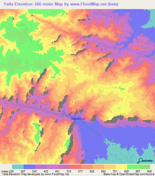 Yalla,Togo Elevation Map