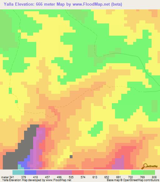 Yalla,Togo Elevation Map