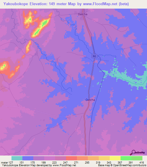 Yakoubokope,Togo Elevation Map