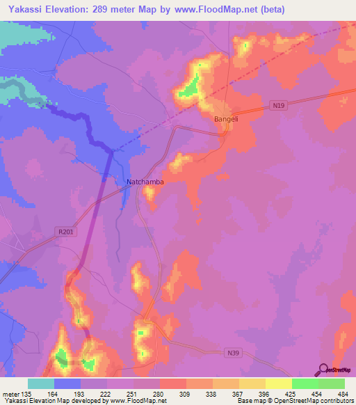 Yakassi,Togo Elevation Map