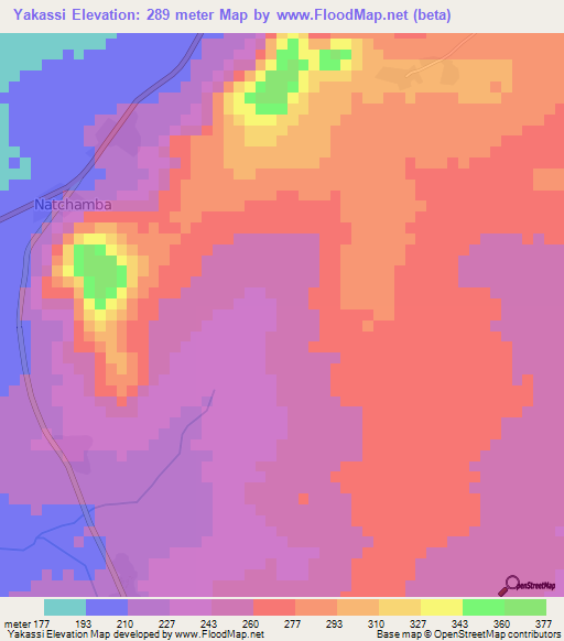 Yakassi,Togo Elevation Map