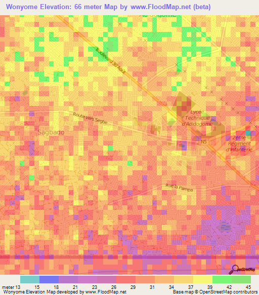 Wonyome,Togo Elevation Map