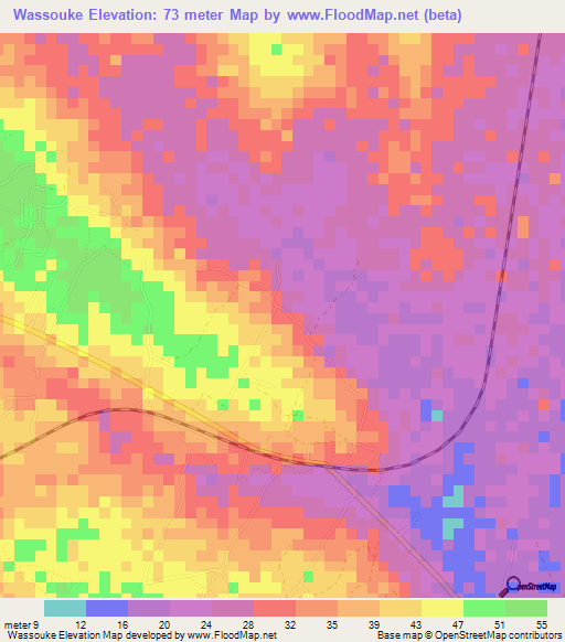 Wassouke,Togo Elevation Map