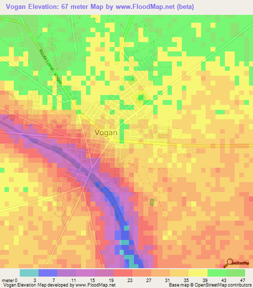 Vogan,Togo Elevation Map