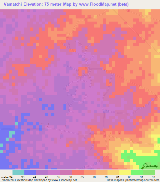 Vamatchi,Togo Elevation Map