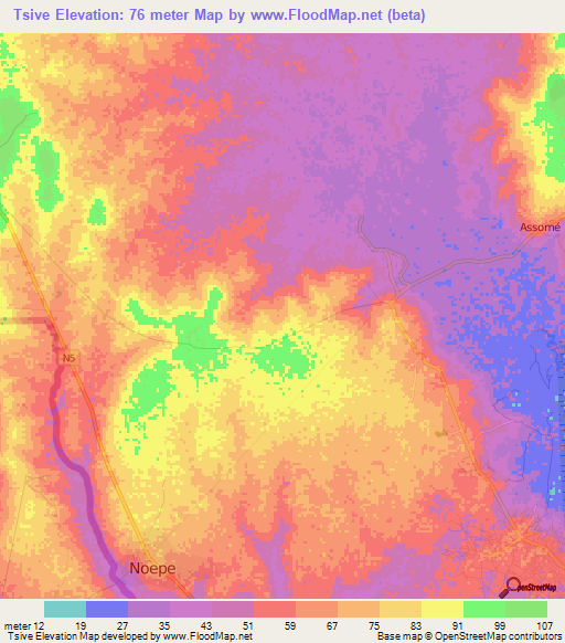 Tsive,Togo Elevation Map