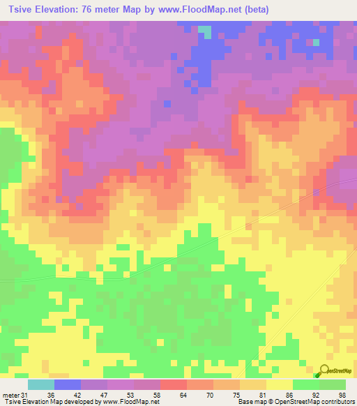 Tsive,Togo Elevation Map