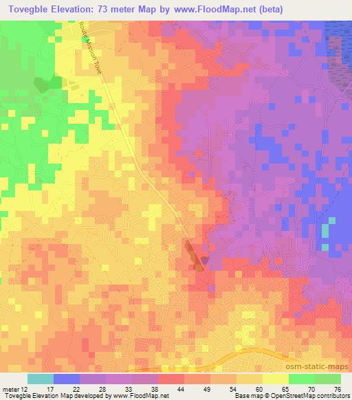 Tovegble,Togo Elevation Map