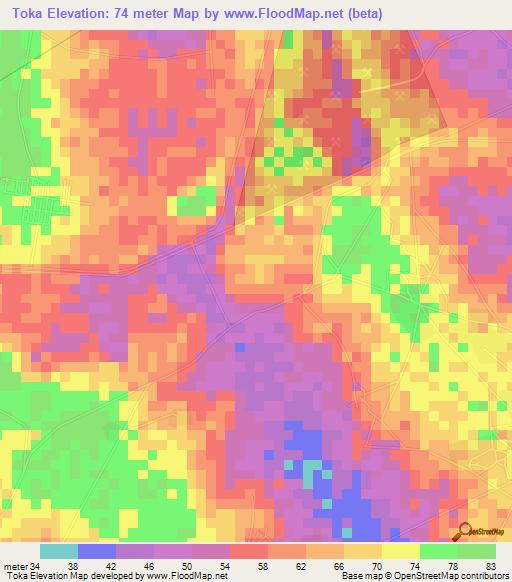 Toka,Togo Elevation Map