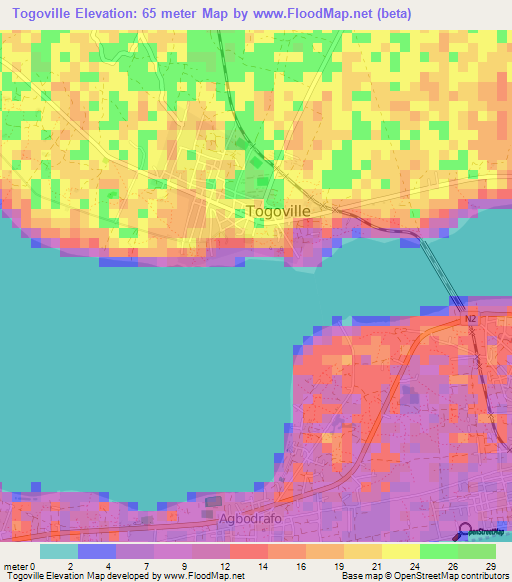 Togoville,Togo Elevation Map