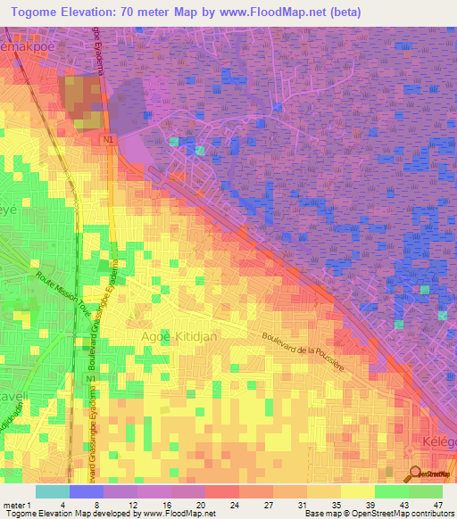 Togome,Togo Elevation Map