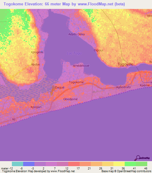 Togokome,Togo Elevation Map