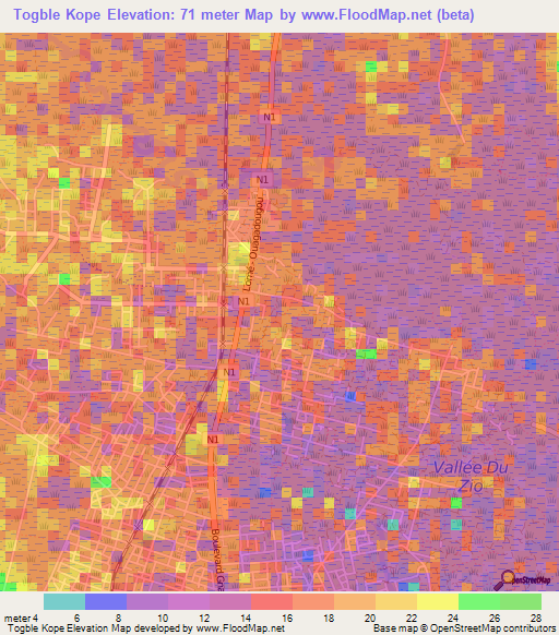 Togble Kope,Togo Elevation Map