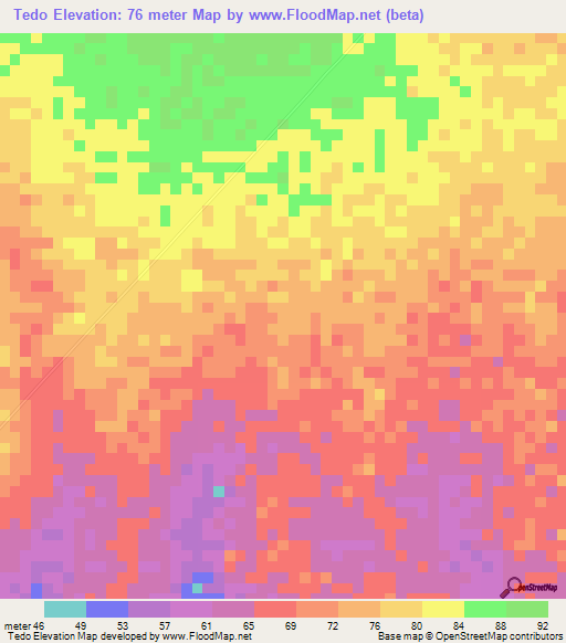 Tedo,Togo Elevation Map