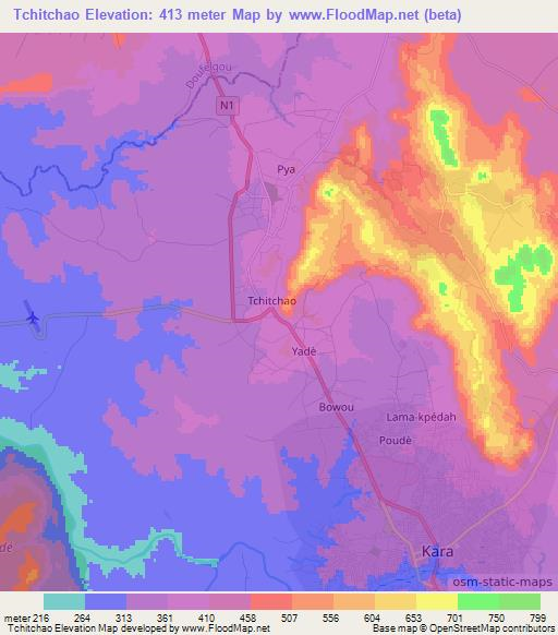 Tchitchao,Togo Elevation Map