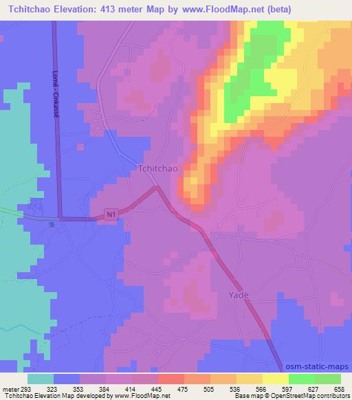 Tchitchao,Togo Elevation Map