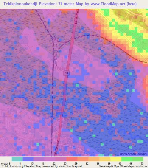 Tchikplonoukondji,Togo Elevation Map