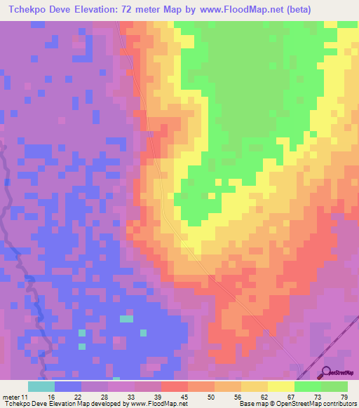 Tchekpo Deve,Togo Elevation Map