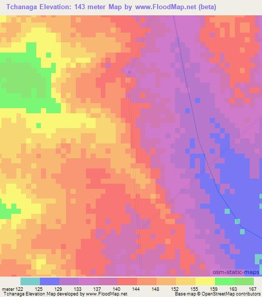 Tchanaga,Togo Elevation Map