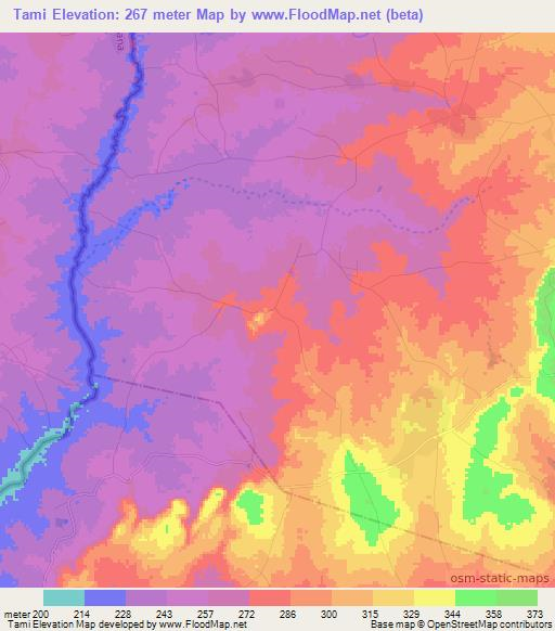 Tami,Togo Elevation Map