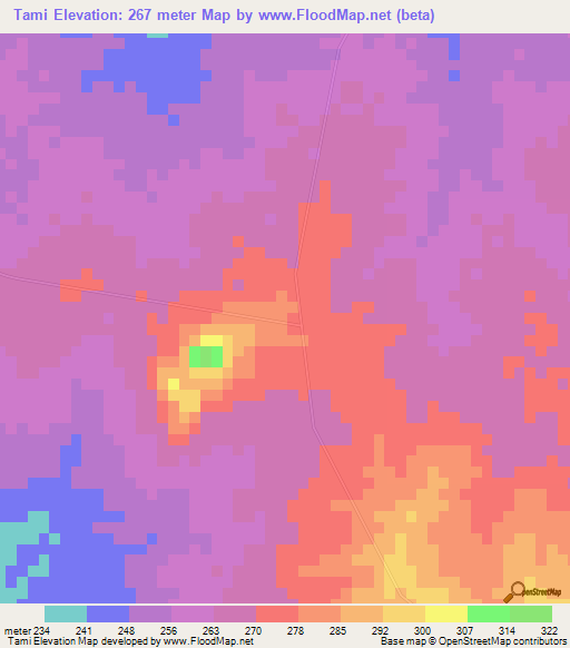 Tami,Togo Elevation Map