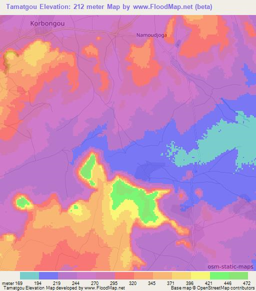 Tamatgou,Togo Elevation Map