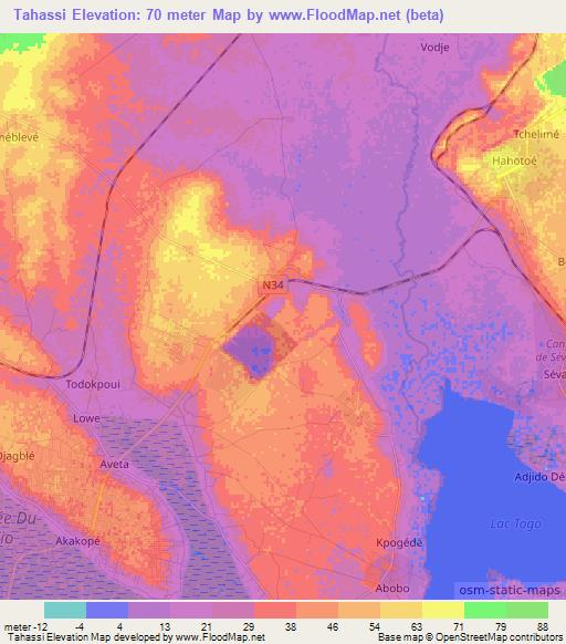 Tahassi,Togo Elevation Map