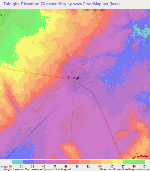 Tabligbo,Togo Elevation Map