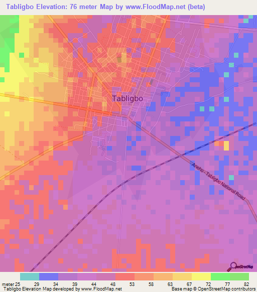 Tabligbo,Togo Elevation Map