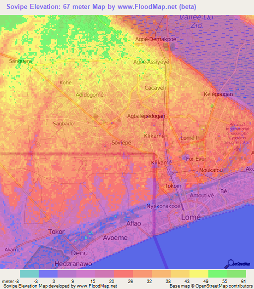 Sovipe,Togo Elevation Map