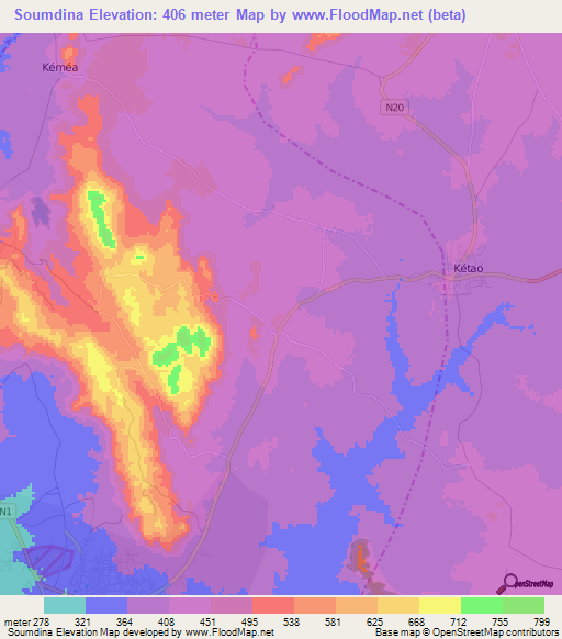 Soumdina,Togo Elevation Map