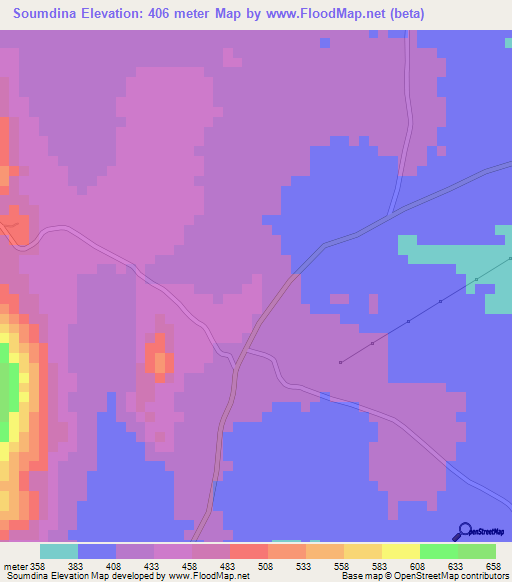 Soumdina,Togo Elevation Map