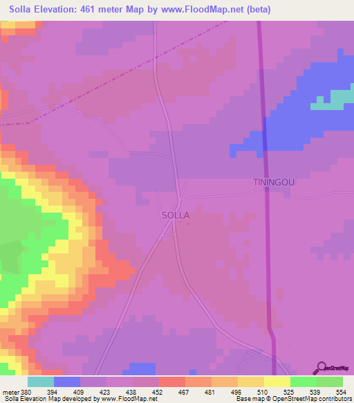 Solla,Togo Elevation Map