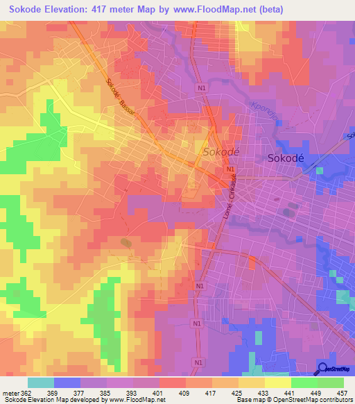 Sokode,Togo Elevation Map