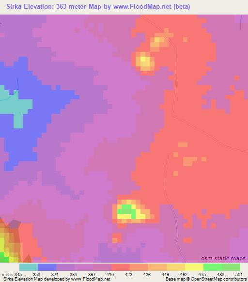 Sirka,Togo Elevation Map