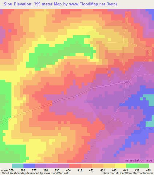 Siou,Togo Elevation Map