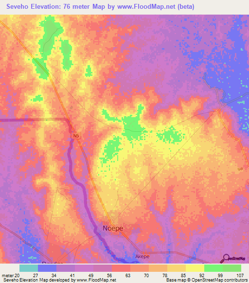 Seveho,Togo Elevation Map