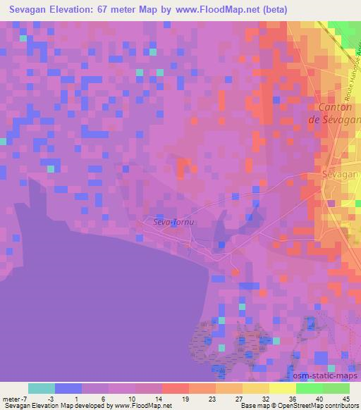 Sevagan,Togo Elevation Map