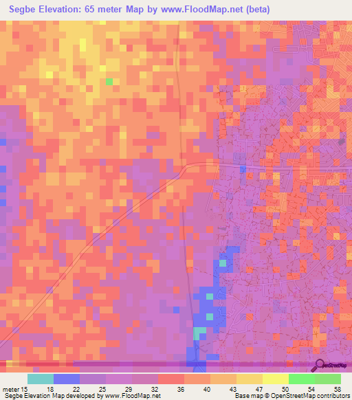 Segbe,Togo Elevation Map