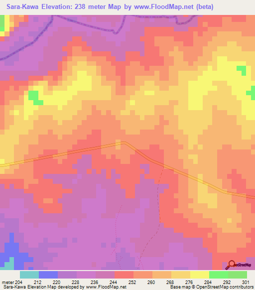 Sara-Kawa,Togo Elevation Map