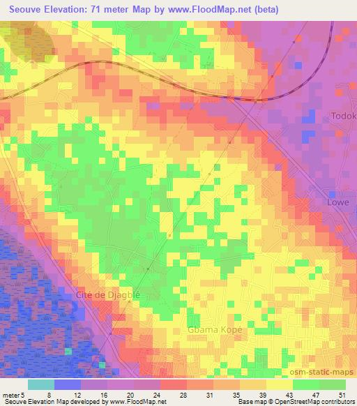 Seouve,Togo Elevation Map